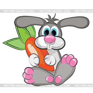 Rabbit with giant carrot - vector clip art