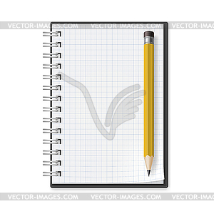 Notebook with pencil - color vector clipart