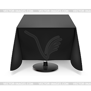 Square table with black tablecloth - vector clipart