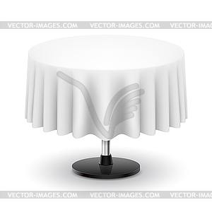 Round table with white cloth - vector image