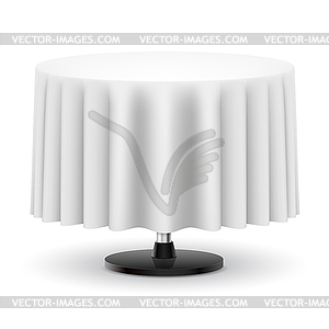 Round table with white cloth - vector clipart