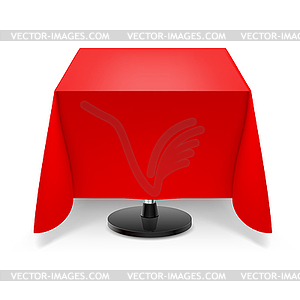 Square table with red tablecloth - vector clip art