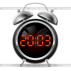 Retro alarm clock with digital face - vector clip art