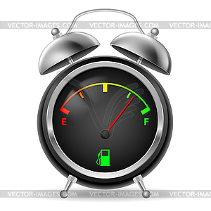 Fuel indicator in clock design - vector image