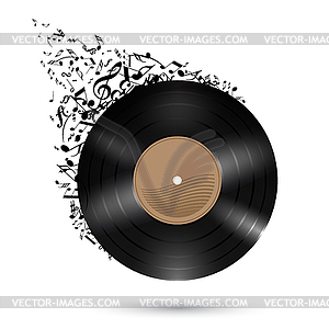 Vinyl disc with music notes - vector clipart / vector image