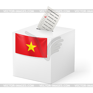 Ballot box with voicing paper. Vietnam - vector image