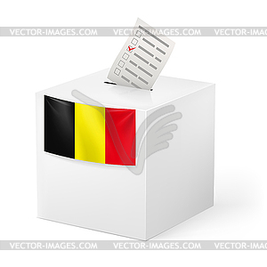 Ballot box with voicing paper. Belgium - vector image