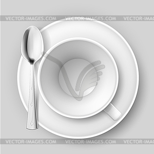 Empty cup with spoon - vector image