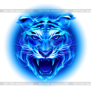 Head of blue fire tiger - vector clipart