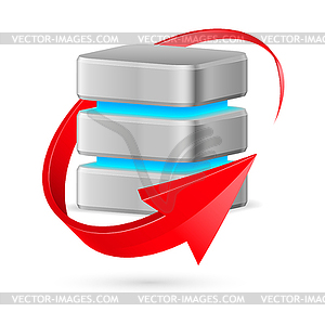 Database icon with update symbol - vector image