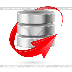 Database icon with update symbol - vector clip art