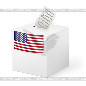 Ballot box with voicing paper. USA - vector image