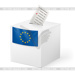 Ballot box with voicing paper. European Union - vector EPS clipart