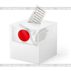 Ballot box with voicing paper. Japan - vector image