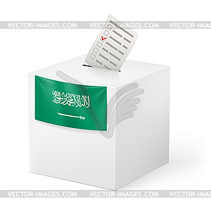Ballot box with voicing paper. Saudi Arabia - vector clip art