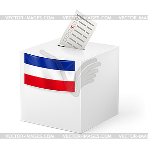 Ballot box with voicing paper. Yugoslavia - vector clipart