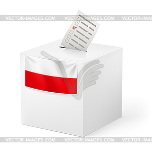 Ballot box with voicing paper. Poland - vector image