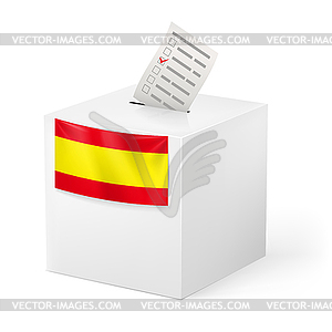 Ballot box with voicing paper. Spain - vector image