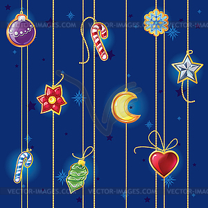 Christmas decorations seamless pattern - vector image