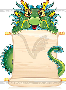 Dragon with scroll - symbol of Chinese horoscope - vector image