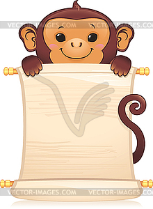 Monkey with scroll - royalty-free vector image