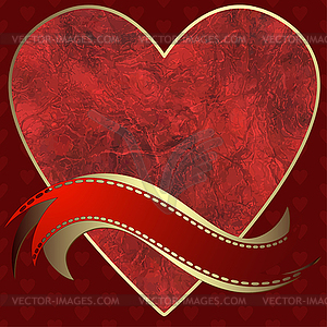 Heart on red background - vector clipart