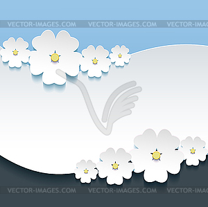 Greeting or invitation card with 3d flowers sakura - vector clipart