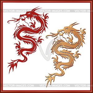 Set of dragons - symbol of oriental culture - vector clipart