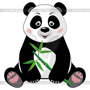 Сидя милые панды с бамбуком - векторное изображение