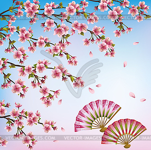 Decorative background with sakura - japanese - vector clip art