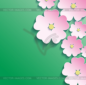 3d flowers, abstract floral background - vector clipart