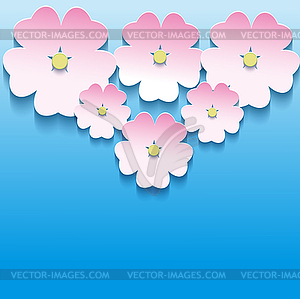 Abstract floral background with 3d flowers sakura - vector clipart