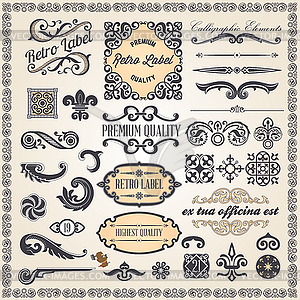 Calligraphic design elements and page decoration - vector clip art