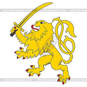 Standing heraldic lion - vector clipart