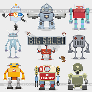 Cartoon robots collection - vector image