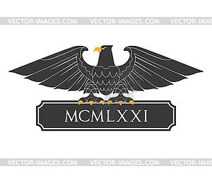 Heraldic eagle with nameplate - vector image