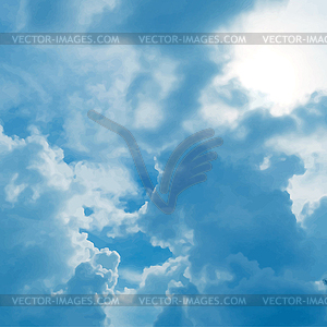 Blue cloudy sky background - vector clipart