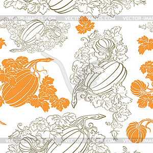 Pumpkin Background seamless pattern - royalty-free vector clipart