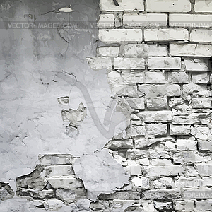 Old ruined wall background - vector image