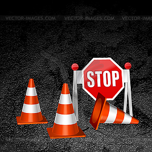 Construction repair of roads concept background - vector clipart