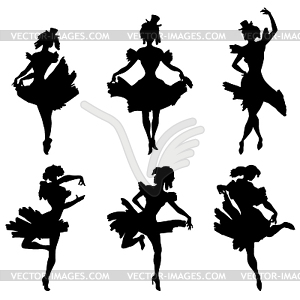 Cabaret dancer silhouettes set - vector image