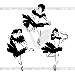 Cabaret dancer silhouettes set - vector image