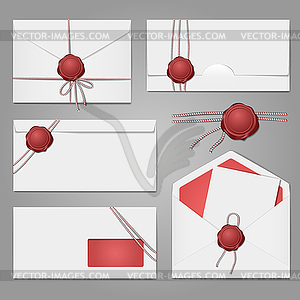 Envelopes with wax seal set - vector image