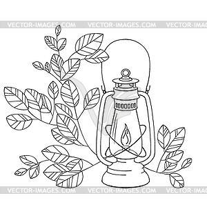 Old petrol lamp with white background - vector image