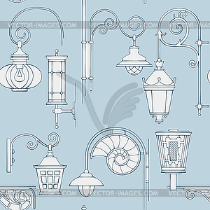 Street lantern seamless pattern - vector clipart