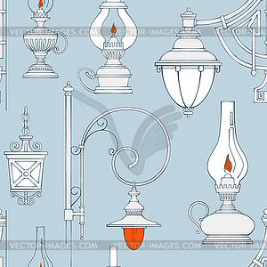 Vintage lamp seamless pattern - royalty-free vector image