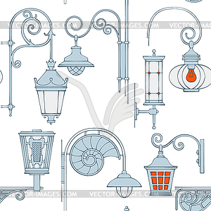 Street lantern seamless pattern - vector clipart