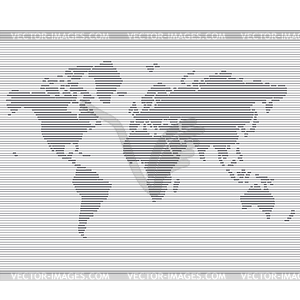 Striped line world map template - vector image