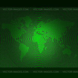 Striped line world map template - vector clip art