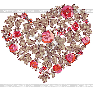 Valentine heart in floral style - vector clipart